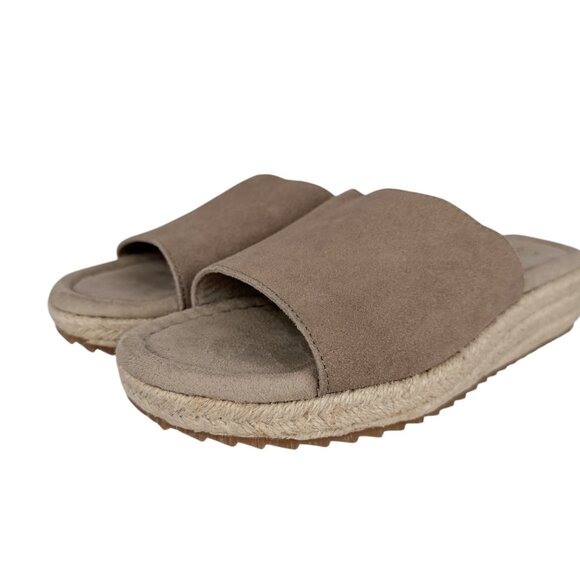 Skechers Suede Taupe Espadrilles Open Back Slip On Slide Sandal NWOT (8) - Picture 9 of 15